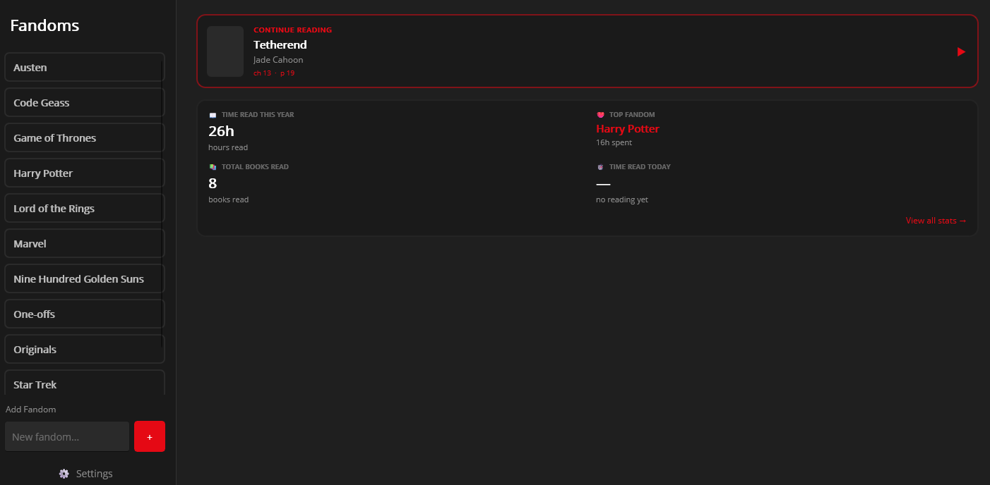 EPubreader - Home screen